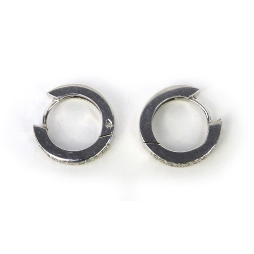 867 - Pair of 18ct white gold diamond hoop earrings, 1.6cm diameter, approximate weight 6.0g