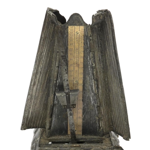 40 - French pewter metronome, the movement marked BE S.G.D.G Depose, 19cm high