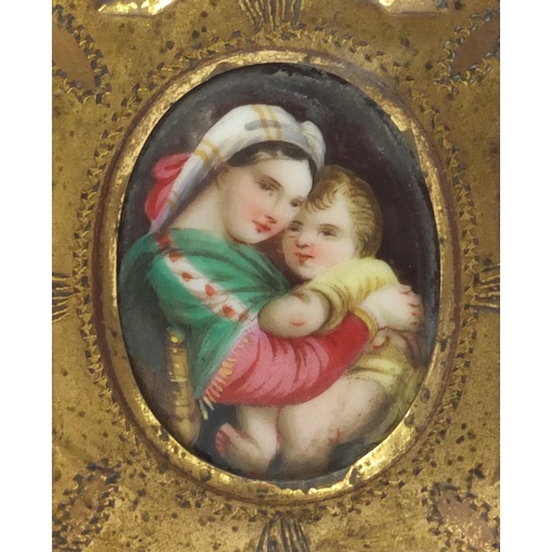 31 - Two continental hand painted porcelain plaques, one of Madonna and child and one of Christ, both hou... 