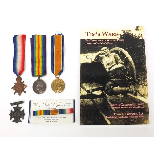 367 - British military interest World War I trio awarded to 3418PTE.T.G.ELLIOTT.9-LOND.R. together with a ... 