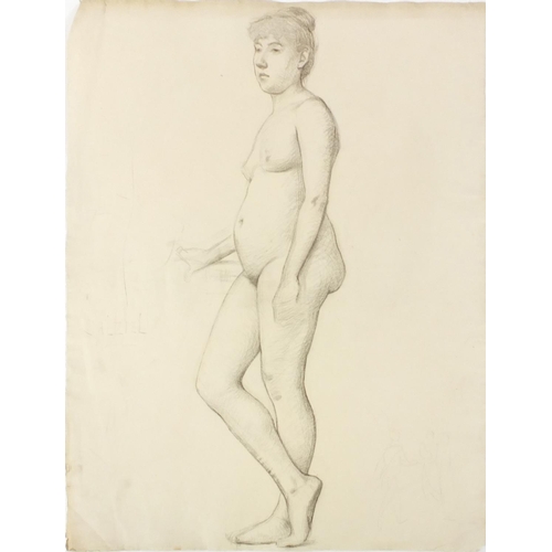 1030 - Herbert Dalziel - Studio collection of seventeen Pre-Raphaelite drawings of nude figures, including ... 