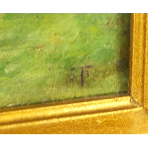 976 - Victorian oil onto canvas view of huntsmen on horsebacks, bearing a monogram, inscription to the rev... 