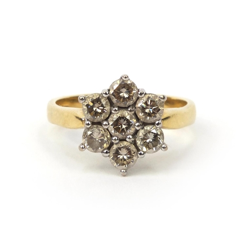 847 - 18ct gold diamond flower head ring, size Q, approximate weight 6.0g