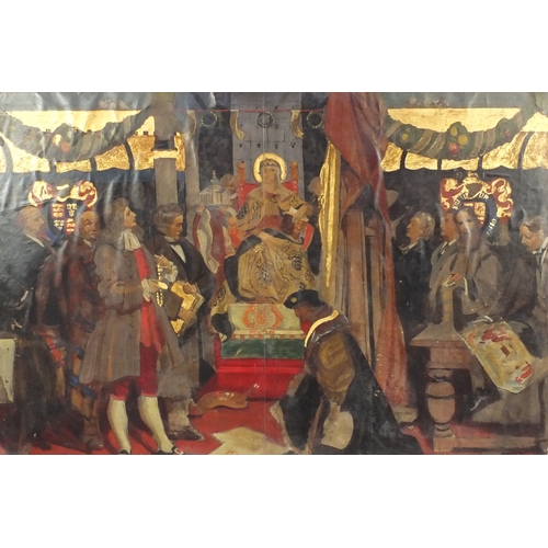 1033 - 19th century Pre-Raphaelite school tempera and water colour onto paper view of a Chelsea art club, m... 