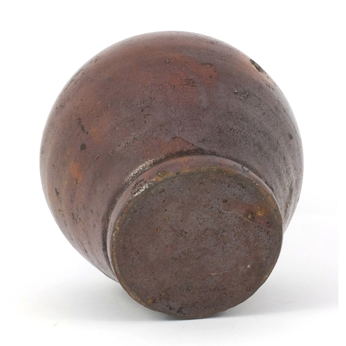 622 - Brown salt glazed stoneware bellarmine jug, 27cm high