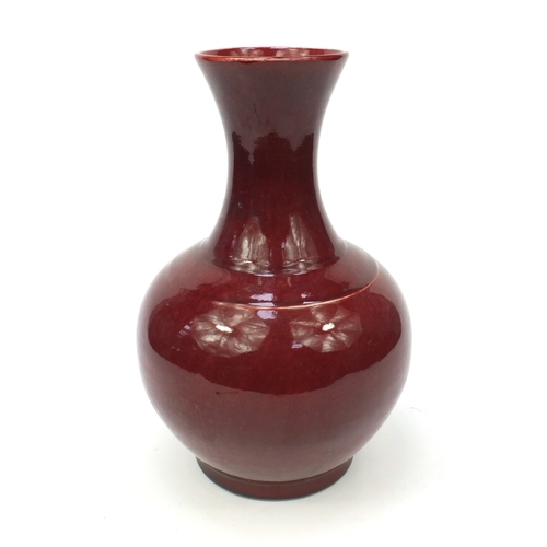 493 - Chinese porcelain Sang De Boeuf glazed vase, 33cm high