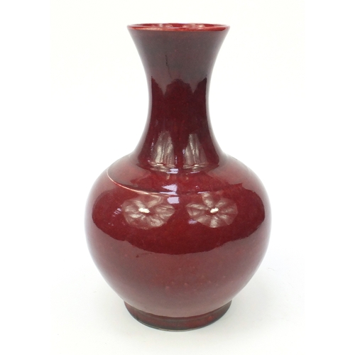 493 - Chinese porcelain Sang De Boeuf glazed vase, 33cm high