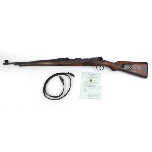 400 - Deactivated German Mauser K-98 bolt action rifle, impressed 4703 to the butt and 5586 to the undersi... 