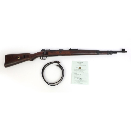 400 - Deactivated German Mauser K-98 bolt action rifle, impressed 4703 to the butt and 5586 to the undersi... 