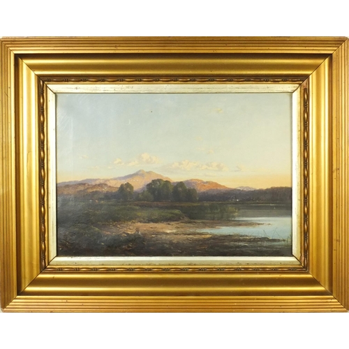 1014 - A Gilpert - Oil onto canvas view of a landscape scene, impressed label to the reverse, gilt framed, ... 