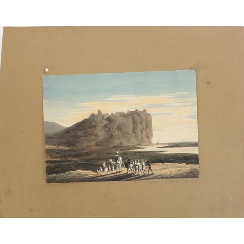 953 - Group of eight 19th century water colour onto paper topographical views of the Middle East, together... 
