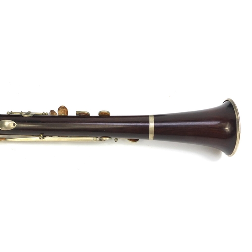 355 - Rudall Carte & Co of London rosewood four piece clarinet, with nickel mounts, numbered 5017, togethe... 