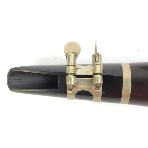 355 - Rudall Carte & Co of London rosewood four piece clarinet, with nickel mounts, numbered 5017, togethe... 