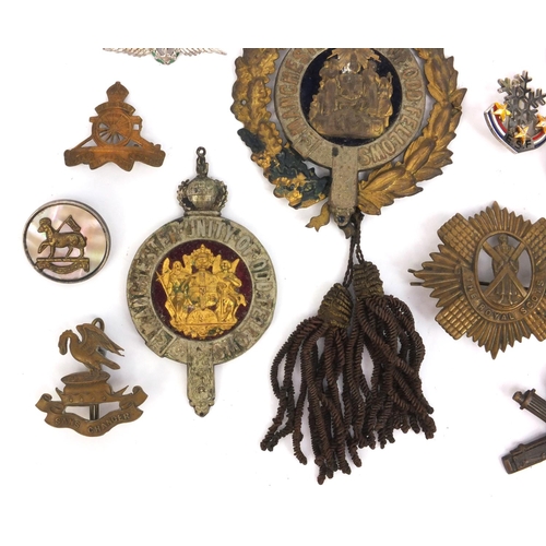 378 - Group of Military and Masonic interest badges and brooches, including a Mother of Pearl and enamel b... 