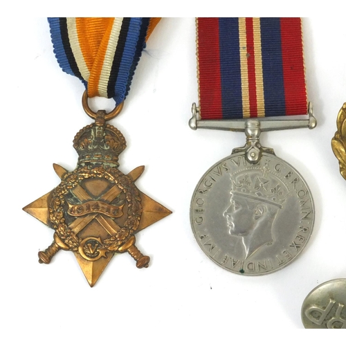 365 - British Military interest Victory medal and 1914-15 star, together with a Military interest pocket w... 