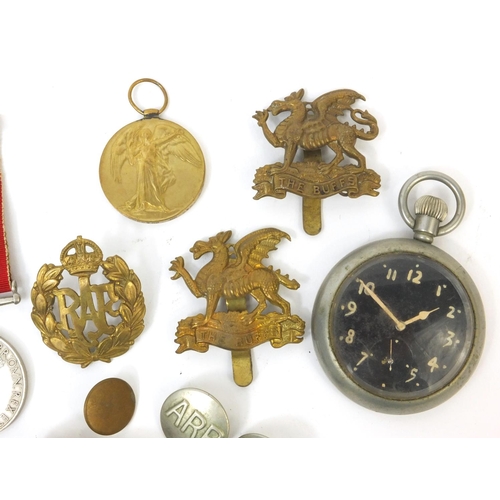 365 - British Military interest Victory medal and 1914-15 star, together with a Military interest pocket w... 