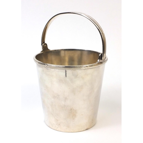 187 - Shipping interest Elkington silver plated ice bucket with swing handle, engraved with the White Star... 