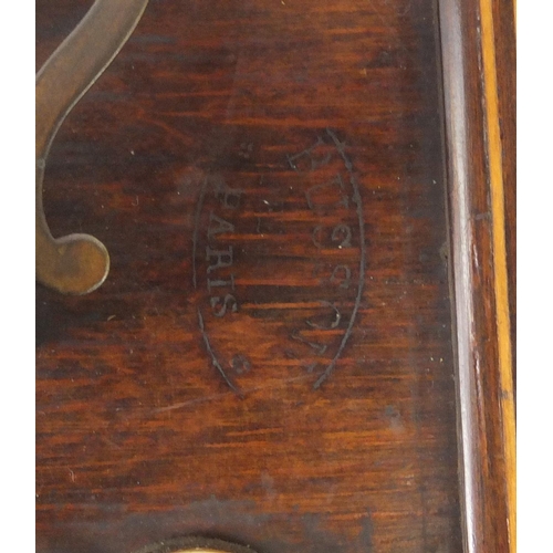 354 - Busson inlaid rosewood flutina with Mother of Pearl keys, impressed Bussin, 33cm wide