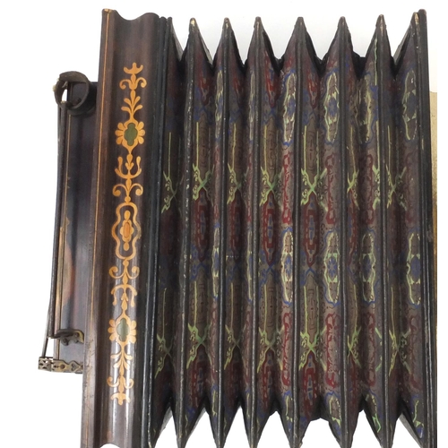 354 - Busson inlaid rosewood flutina with Mother of Pearl keys, impressed Bussin, 33cm wide