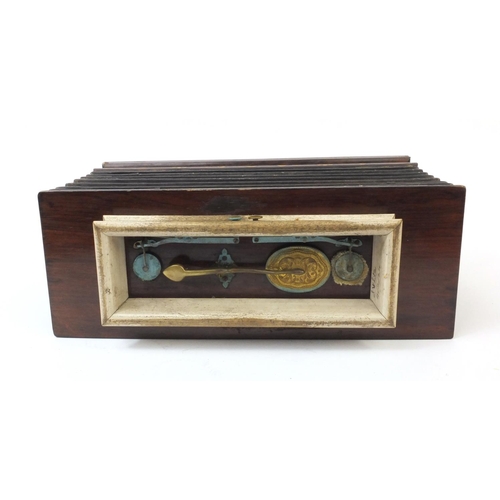 354 - Busson inlaid rosewood flutina with Mother of Pearl keys, impressed Bussin, 33cm wide