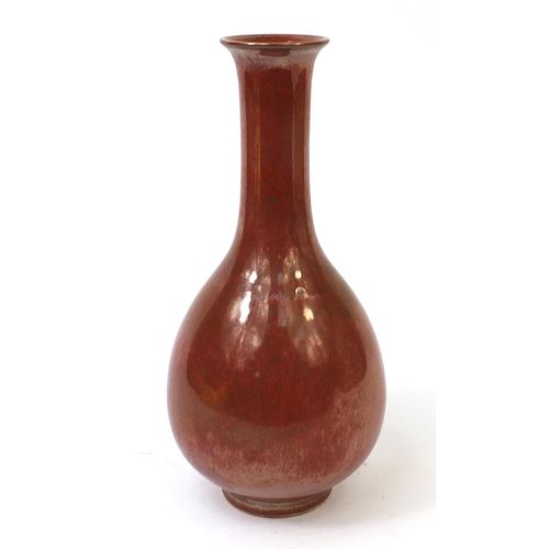 492 - Chinese porcelain Sang De Boeuf glazed bottle vase, character marks to the base, 26cm high