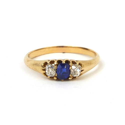 878 - 18ct gold diamond cluster ring, size N, and an unmarked gold sapphire and diamond ring, size L, appr... 