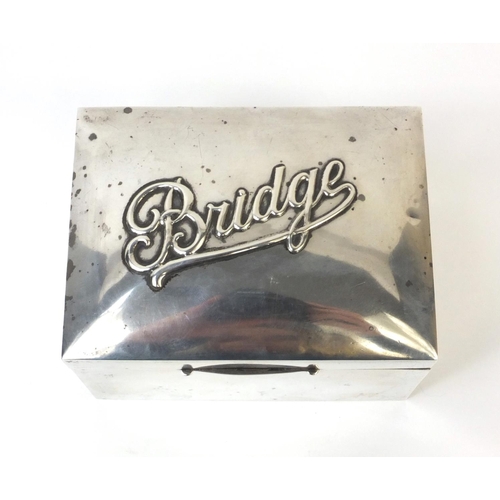 749 - Rectangular silver bridge card box, HCD Birmingham 1910, 11.5cm wide, approximate weight 437.6g