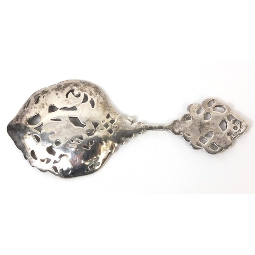 791 - Bertold Muller antique design spoon moulded with figures and masks, German import marks, 13cm long, ... 