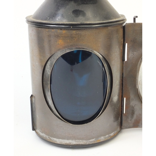 182 - Two Railway interest black painted railway lanterns including a Military interest C.E. and S example... 