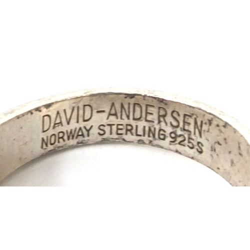736 - David Anderson Norwegian 925 silver and enamel modernist ring, size L, approximate weight 7.6g