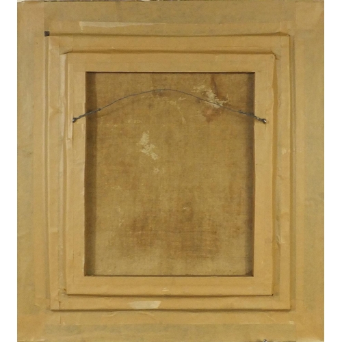 932 - Oil onto canvas abstract composition, bearing a signature Schumacher, mounted and gilt framed, 40cm ... 