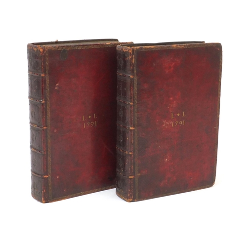 238 - The Holy Bible - Two hardback 18th century volumes, each containing the Old Testament and The New, b... 