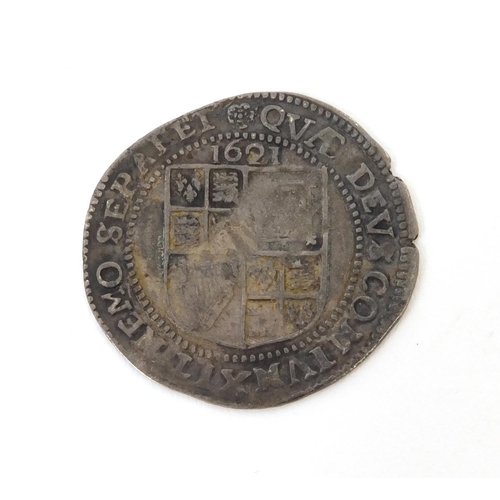 283 - James I 1621 silver six pence, approximate weight 2.8g, approximate diameter 2.6cm