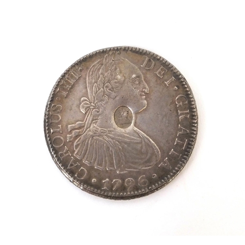 289 - Charles IV 1796 silver eight reales, approximate weight 27.0g, approximate diameter 4.2cm