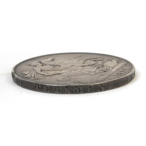 285 - George IV 1822 silver crown together with an antique silver hammered coin, approximate weight 33.5g,... 