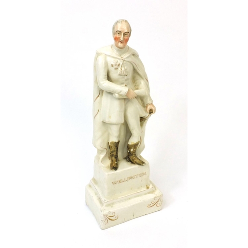 396 - Victorian Staffordshire pottery figure of Wellington, 34cm high