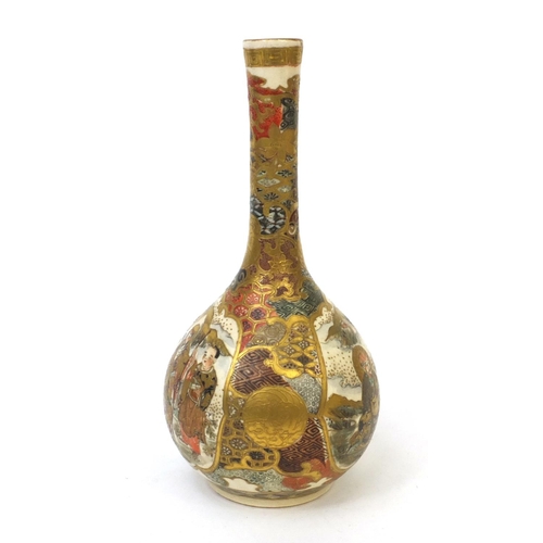 501 - Japanese Satsuma pottery vase hand painted and gilded with figures and flowers, 19cm high