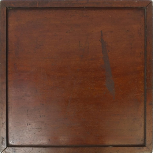 414 - Mahogany framed satin and rosewood chess board, 56cm x 56cm