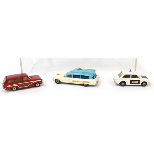 422 - Three boxed Corgi toys comprising Ford Consul Cortina, Super Estate car 491 Police IMP 505 and Super... 