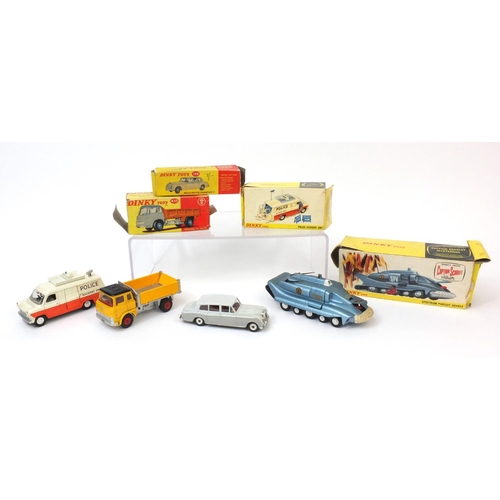 417 - Four boxed Dinky toys comprising Police accident units, Captain Scarlett Spectrum pursuit vehicle, R... 