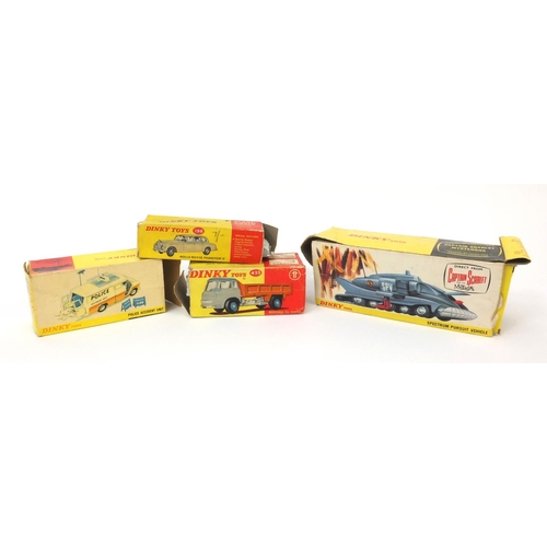 417 - Four boxed Dinky toys comprising Police accident units, Captain Scarlett Spectrum pursuit vehicle, R... 