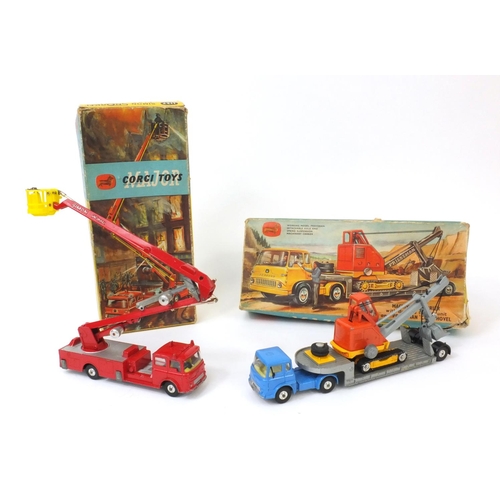 419 - Two boxed Corgi toy gift sets comprising Machinery Carrier No. 27 and a Simon Snorkel fire engine