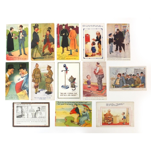 224 - Group of thirteen postcards including comical and Donald Mcgill examples