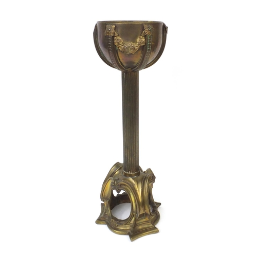 55 - Good quality Victorian brass oil lamp base with Corinthian column, 49cm high