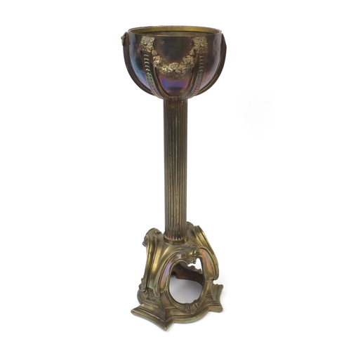 55 - Good quality Victorian brass oil lamp base with Corinthian column, 49cm high