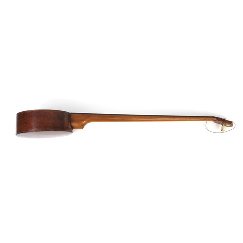 353 - Old wooden Dulcet musical instrument, 'The Dulcet' plaque to the reverse, 75cm long