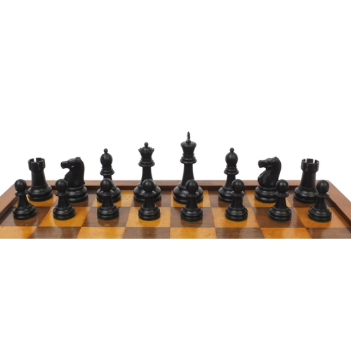 408 - Jaques & Sons Staunton boxwood chess set together with a mahogany framed satin and rosewood chess bo... 