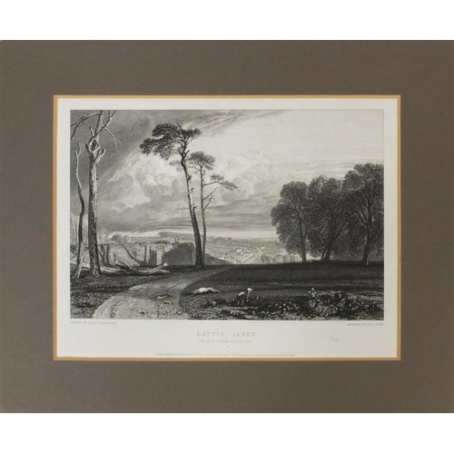 969 - I M W Turner - Five 19th century proof prints titled - Battle Abbey, Pevensey Bay, The Vale of Heath... 