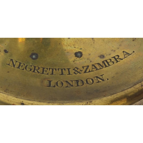 41 - Negretti & Zambra of London brass adjustable microscope with lenses, housed in a fitted mahogany cas... 