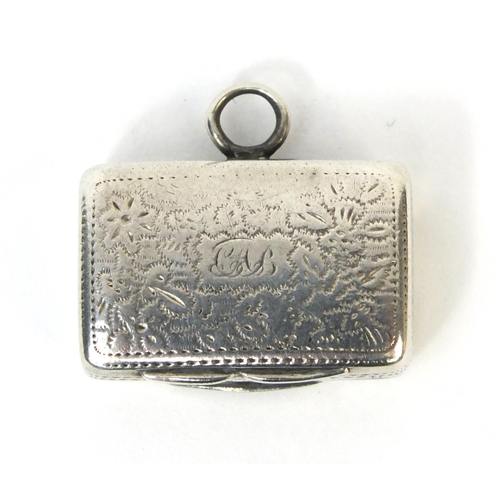 786 - Georgian silver vinaigrette with chased decoration and gilt interior, T S Birmingham indistinct date... 